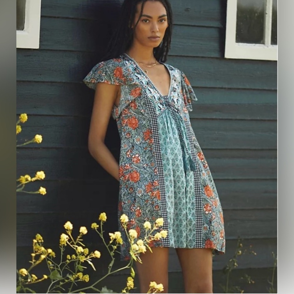 Anthropologie Astrid Tunic Multicolor Floral Dress